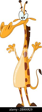 Smiling giraffe waving with his hands Stock Vector