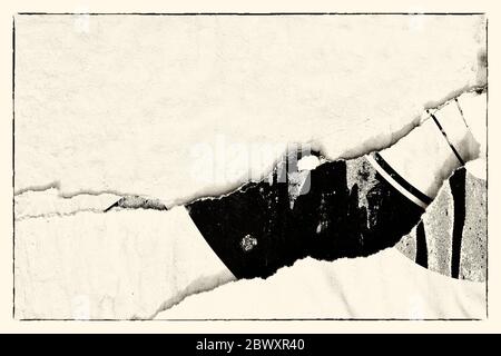Blank brown beige creased crumpled paper texture background old grunge ripped torn vintage collage posters placard Stock Photo