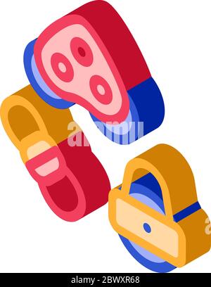 Rollers Detail Rope Movement Equipment isometric icon Stock Vector