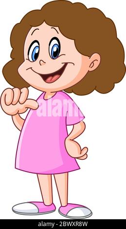 Young girl pointing at herself with her thumb Stock Vector