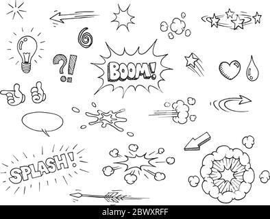 Vector hand drawn comic elements doodles Stock Vector