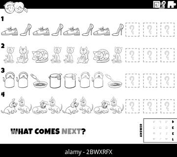 pattern task with cartoon objects coloring page Stock Vector Image ...