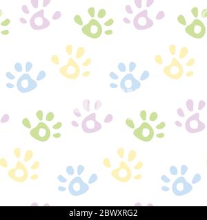 Kids colorful hand prints seamless pattern Stock Vector