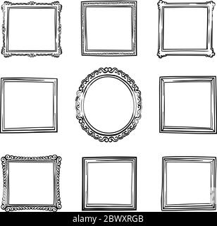 Vector hand drawn frames set Stock Vector
