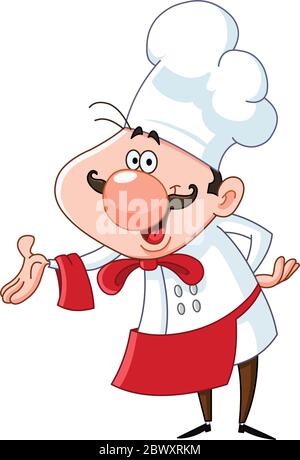 Friendly chef presenting with his hand Stock Vector