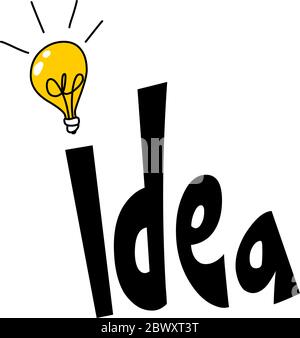 Idea inscription with light bulb Stock Vector