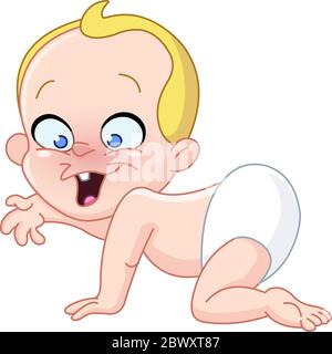 Happy baby crawling Stock Vector