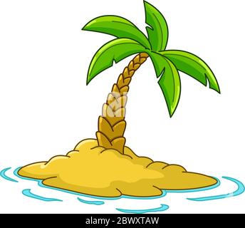 Desert island with palm tree Stock Vector