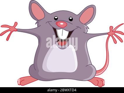 Happy mouse raising his arms Stock Vector