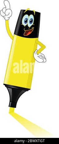 Cartoon highlighter pointing with his finger Stock Vector