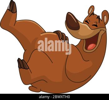 Bear rolling on the floor laughing Stock Vector