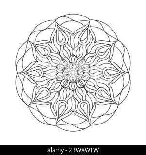 Circular ornament for adult and children's coloring books, scrapbooking