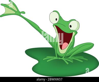 Happy frog on a lily pad Stock Vector