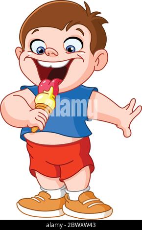 Kid eating ice cream Stock Vector