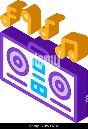 music notes retro isometric icon vector illustration Stock Vector Image ...