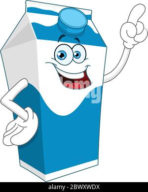 Milk carton pointing with his finger Stock Vector