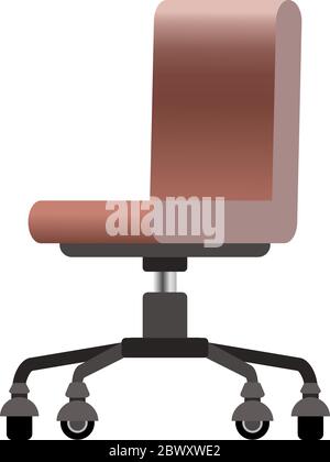 Trendy vector isometric office modern computer chair in a flat cartoon style with realistic light brown color leather shades. Office accessories Stock Vector