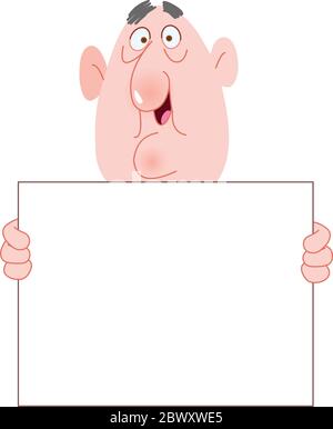 Old man holding a blank sign Stock Vector
