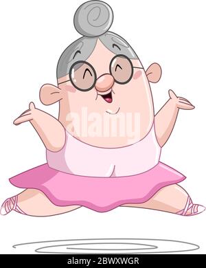 Old lady dancing ballet Stock Vector