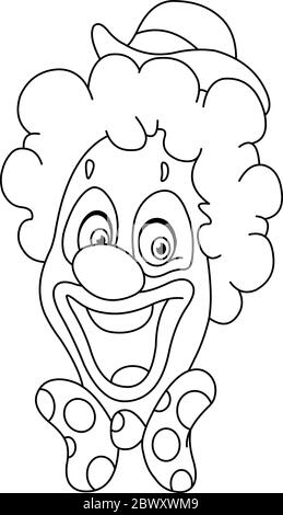 Outlined clown face. Vector illustration coloring page Stock Vector