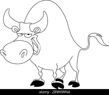 Outlined bull. Vector illustration coloring page. Stock Vector