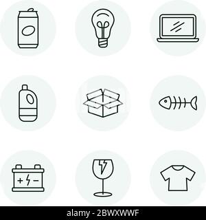 Sorting garbage icon set Stock Vector