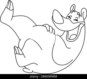Outlined laughing bear. Vector coloring page. Stock Vector