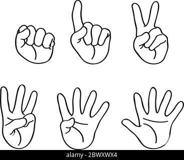Outlined counting fingers Stock Vector