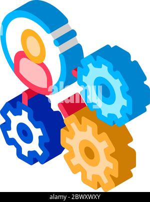 Gear Mechanism And Man Silhouette Agile Vector Stock Vector