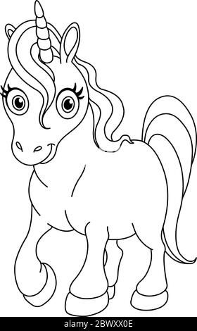 Outlined cute unicorn Stock Vector