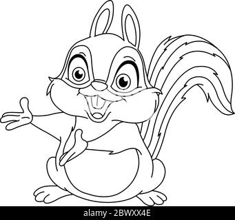 Outlined squirrel. Vector illustration coloring page. Stock Vector