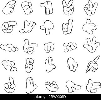 Set of outlined cartoon hands Stock Vector Image & Art - Alamy