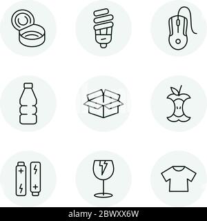 Sorting garbage icon set Stock Vector