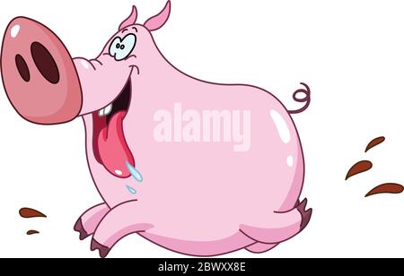 Cartoon pig running Stock Vector