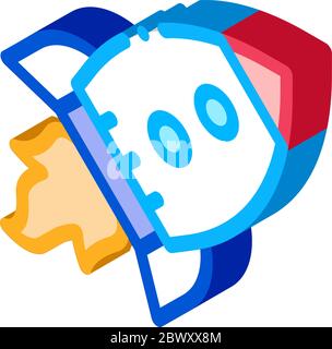 Flying Rocket Spaceship Agile Element isometric icon Stock Vector