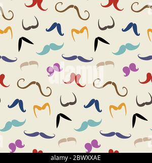 Colorful moustaches seamless pattern Stock Vector