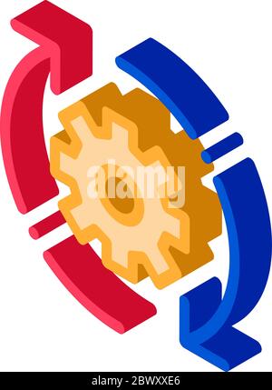 Gear And Arrows Around Agile Element isometric icon Stock Vector