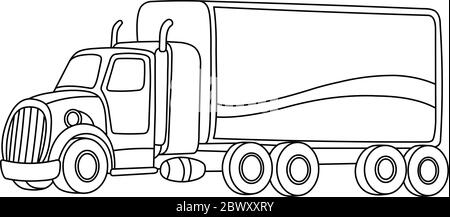 Outlined cartoon truck. Vector line art illustration coloring page. Stock Vector