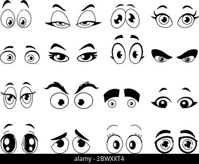 Outlined cartoon eyes set Stock Vector