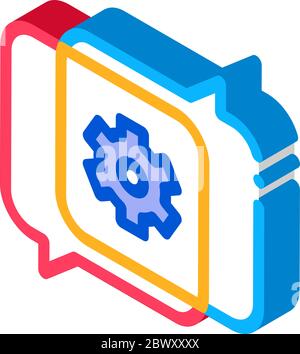 Gear In Quotation Frame Agile Element isometric icon Stock Vector