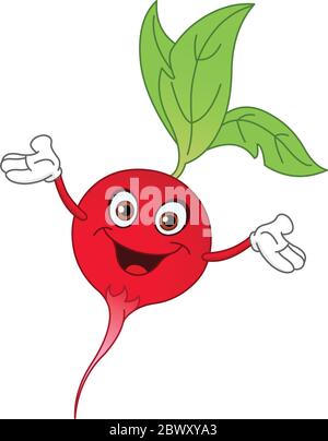 Cartoon radish raising his hands Stock Vector