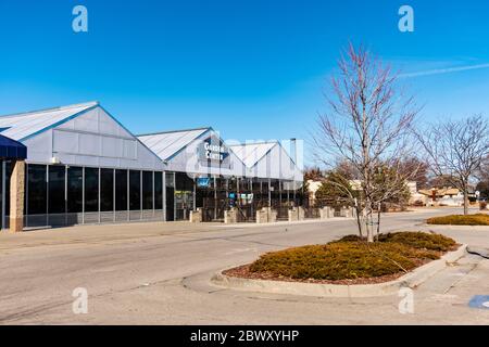 The garden section of a Lowe's Home Improvement store during winter when inactive and deserted. Wichita, Kansas, USA. Stock Photo