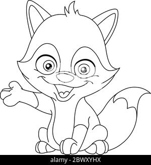 Outlined baby fox Stock Vector