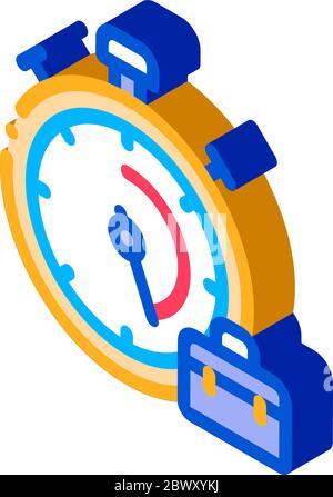 Stopwatch And Suitcase Agile Element isometric icon Stock Vector