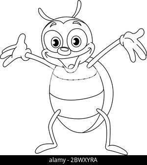 Outlined beetle. Vector line art illustration coloring page. Stock Vector