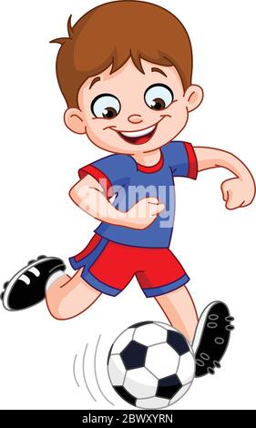 Young boy playing soccer Stock Vector