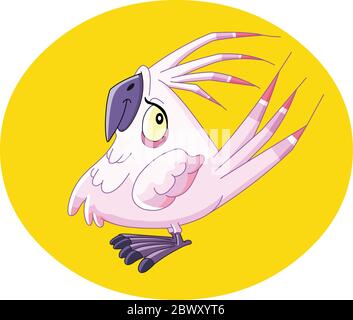 chubby pink parrot bird in a yellow circle Stock Vector