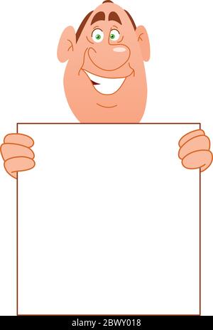 Smiling man carrying a blank sign Stock Vector