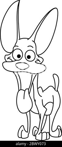 Outlined happy miniature pinscher dog. Vector line art illustration coloring page. Stock Vector