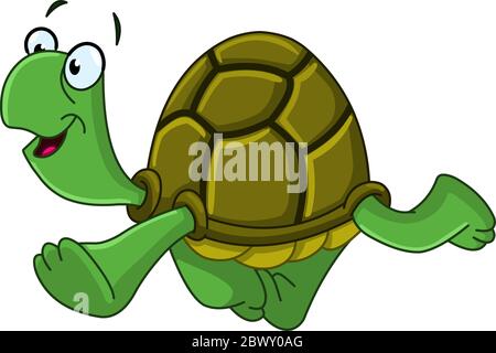 Happy turtle walking Stock Vector
